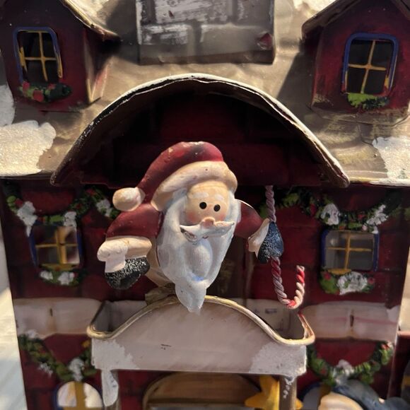 Metal Christmas House Lantern Santa Snowman Holiday Village Tealught Holder GUC - Picture 6 of 16